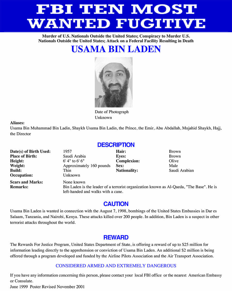 Read more about the article USA: Osama Bin Laden er verdens farligste terrorist